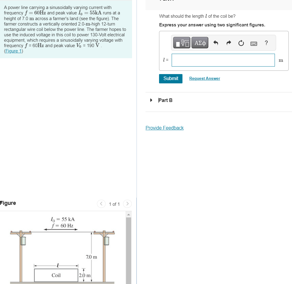 Solved A power line carrying a sinusoidally varying current | Chegg.com