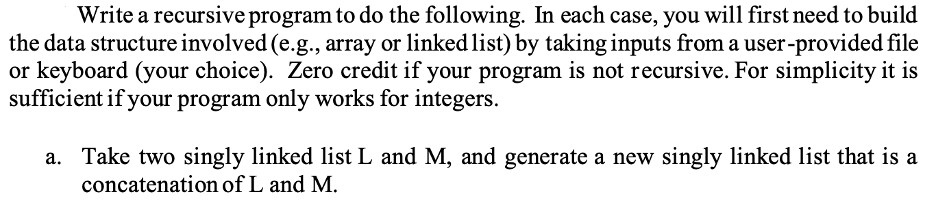 Solved Write a recursive program to do the following. In | Chegg.com