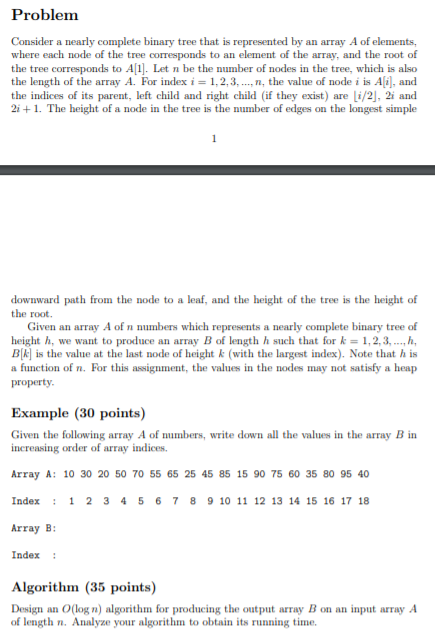 Solved Problem Consider A Nearly Complete Binary Tree That Chegg