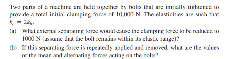 Solved Two parts of a machine are held together by bolts | Chegg.com