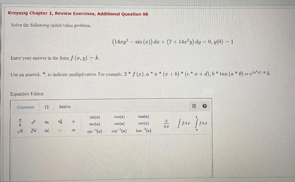 Solved Kreyszig Chapter 1, Review Exercises, Additional | Chegg.com