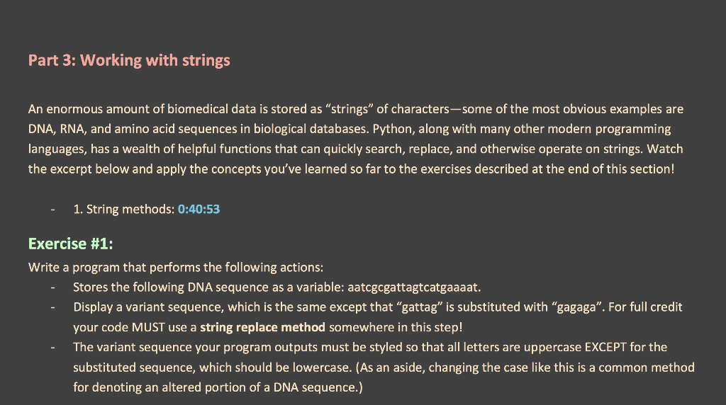 Solved Part 3: Working with strings An enormous amount of | Chegg.com