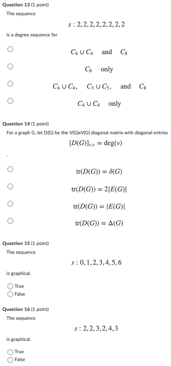 Solved Question 9 1 Point For A Graph G A G Lv Count Chegg Com