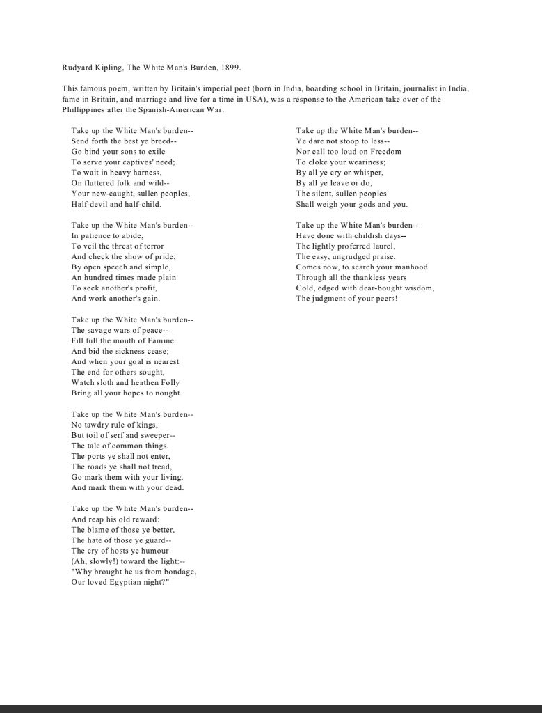 What are the ACAPS to/for the 'White Man's Burden'