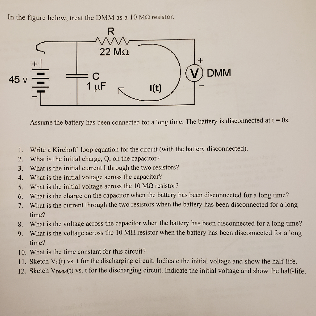 Solved In the figure below, treat the DMM as a 10 ΜΩ | Chegg.com