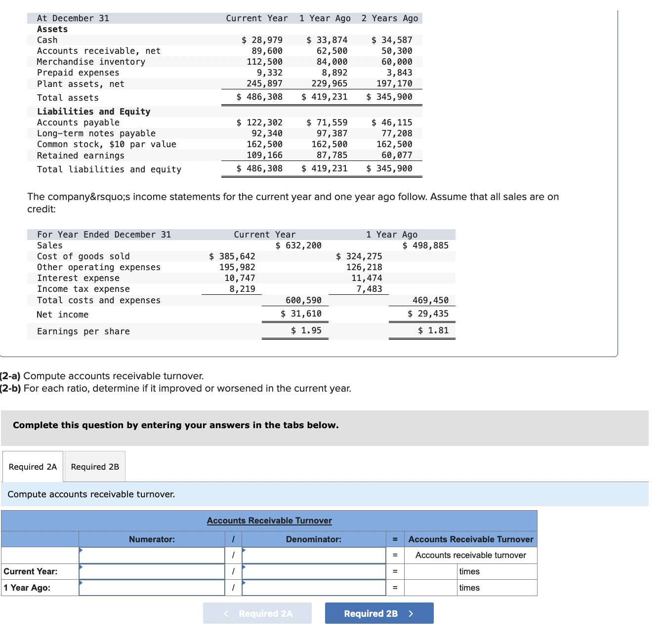 Solved The Company\’s Income Statements For The | Chegg.com