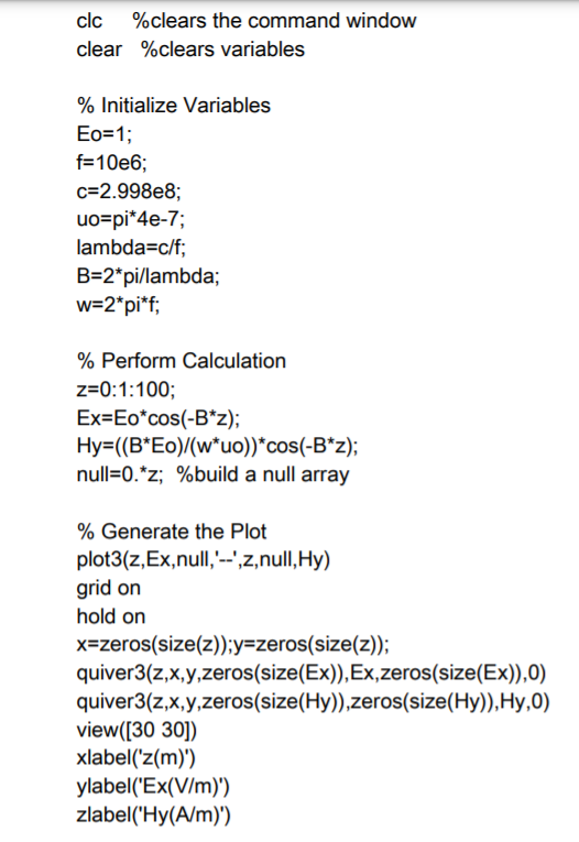 Solved Clc %clears The Command Window Clear%clears Variables | Chegg.com