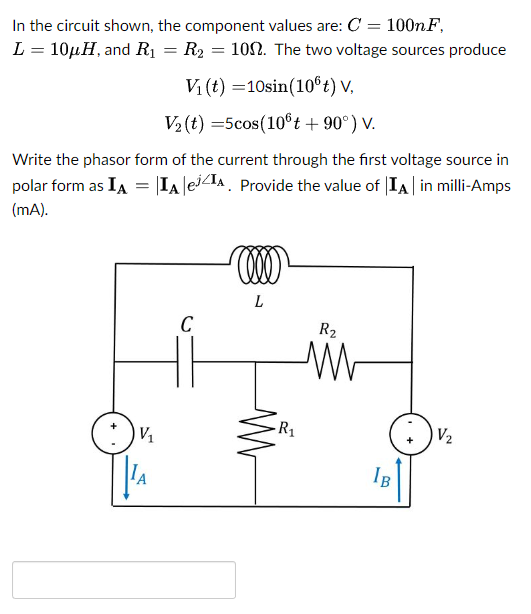 Solved In the circuit shown, the component values are: | Chegg.com