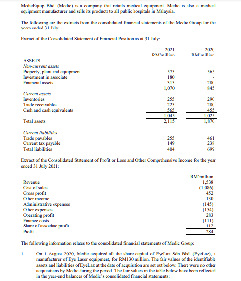 225 280 Medicequip Bhd Medic Is A Company That Chegg Com
