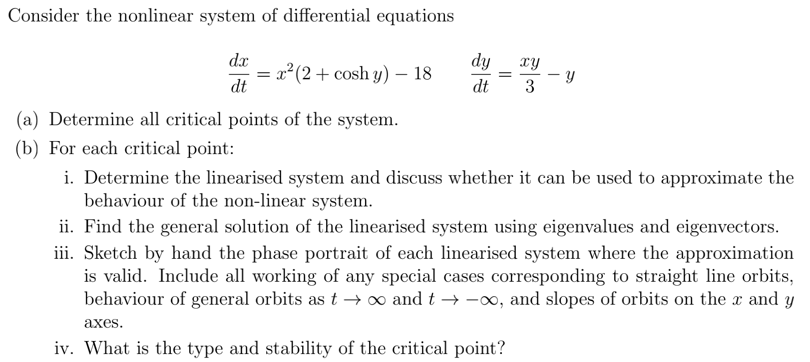 Solved Consider the nonlinear system of differential | Chegg.com