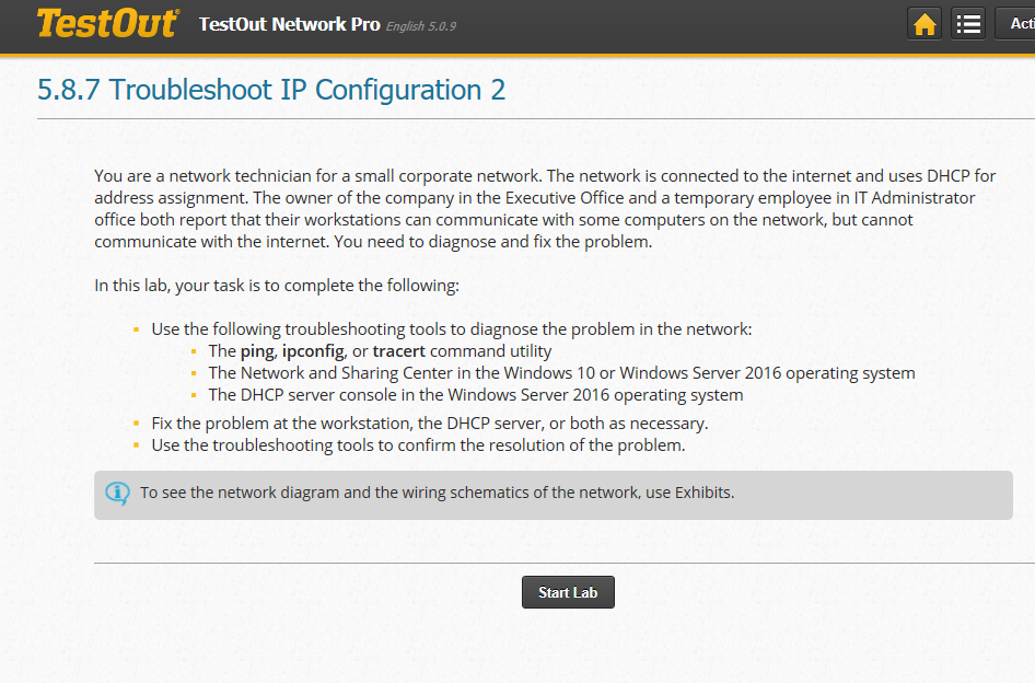 Solved Testout Network Pro 5.8.7 Troubleshoot IP | Chegg.com