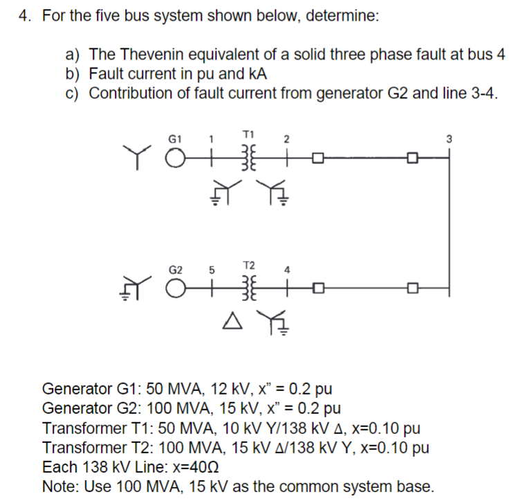 For the five bus system shown below, | Chegg.com