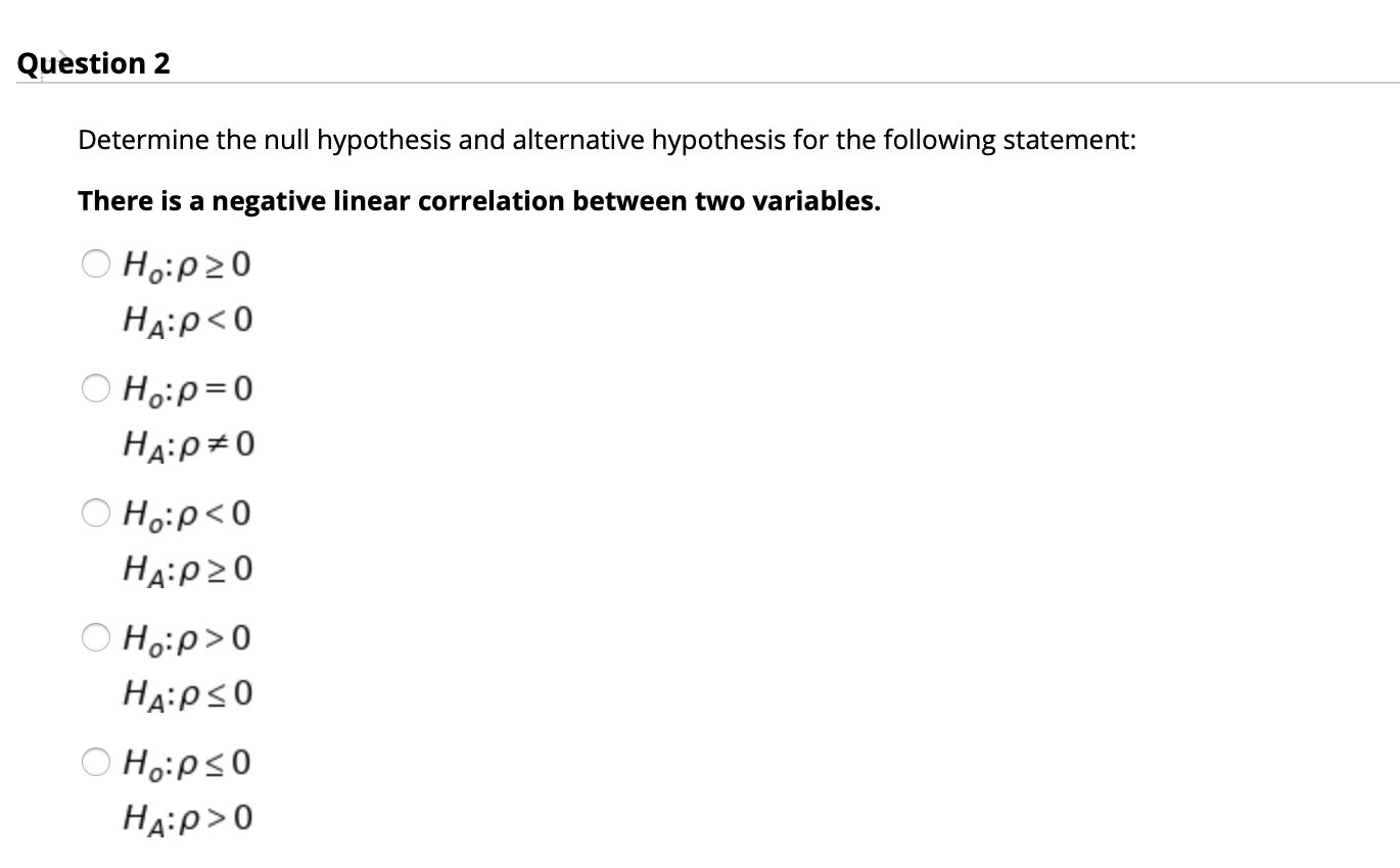 null hypothesis questions and answers