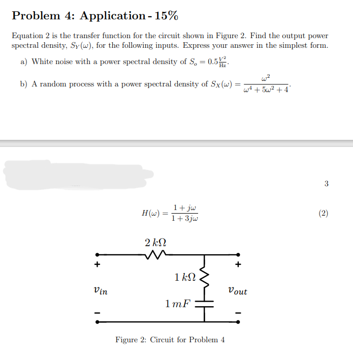 Solved Equation 2 is the transfer function for the circuit | Chegg.com