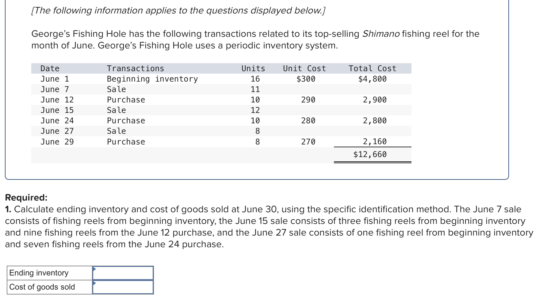 Solved Required: 1. Calculate ending inventory and cost of