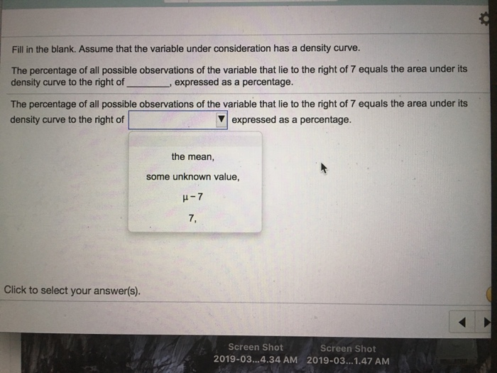 Solved Fill in the blank. Assume that the variable under | Chegg.com