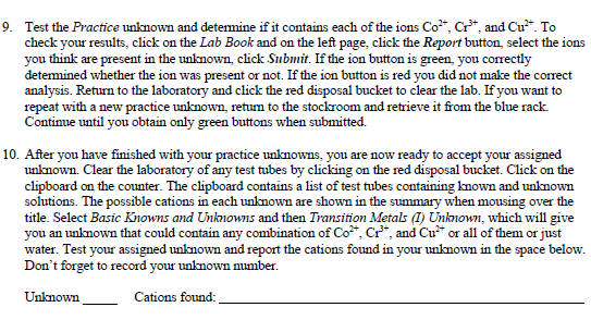 8-4: Identification of Cations in Solution - Co2+, | Chegg.com