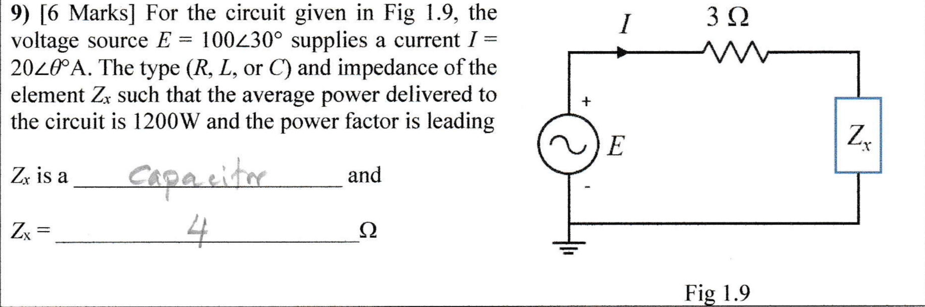 Solved 1 322 w 9) [6 Marks] For the circuit given in Fig | Chegg.com