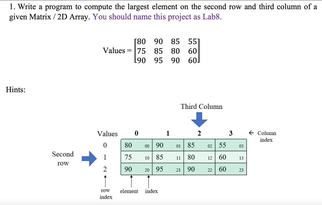 Solved 1. Write a program to compute the largest element on