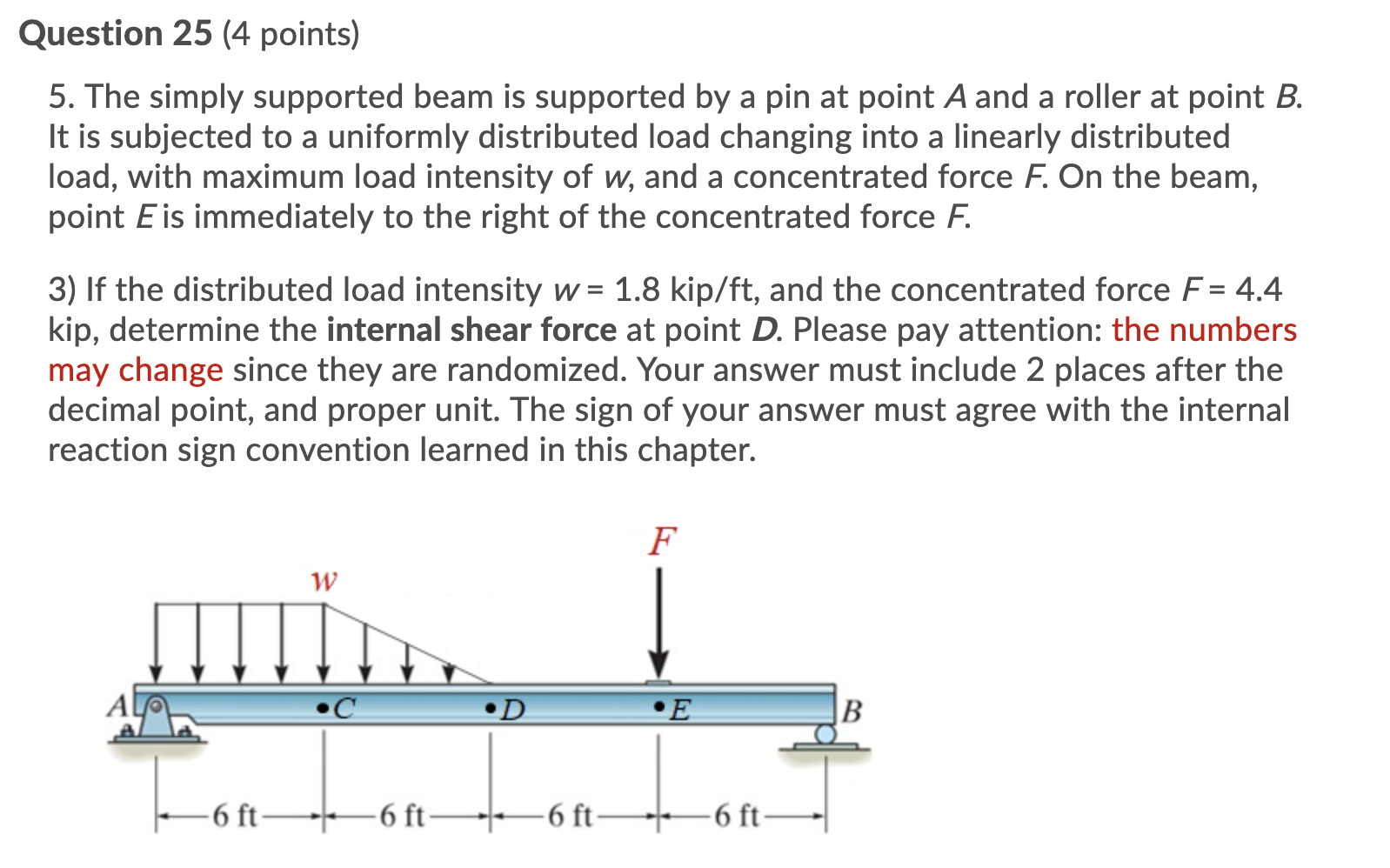 Solved Question 25 (4 points) 5. The simply supported beam | Chegg.com