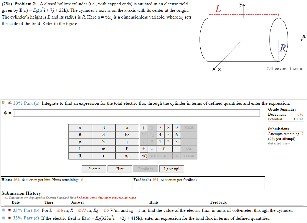 Ya L 7 Problem 2 A Closed Hollow Cylinder 1 E Chegg Com