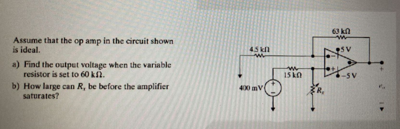 Solved Assume that the op amp in the circuit shown is ideal. | Chegg.com