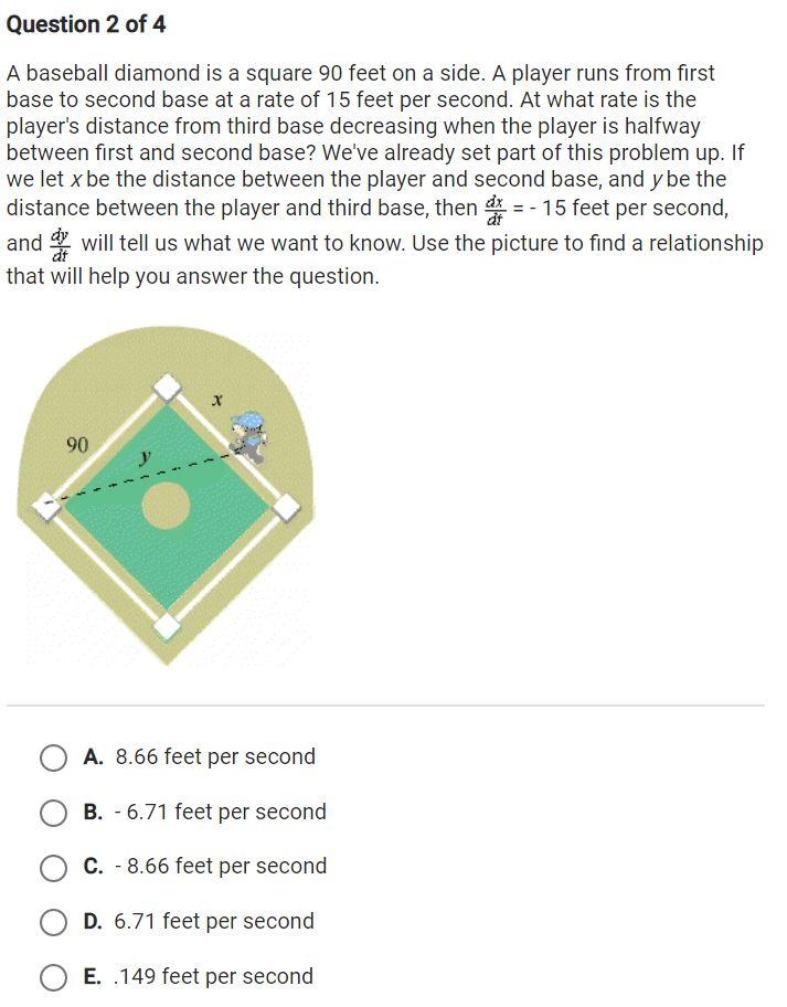 Solved A baseball diamond is a square 90 feet on a side. A