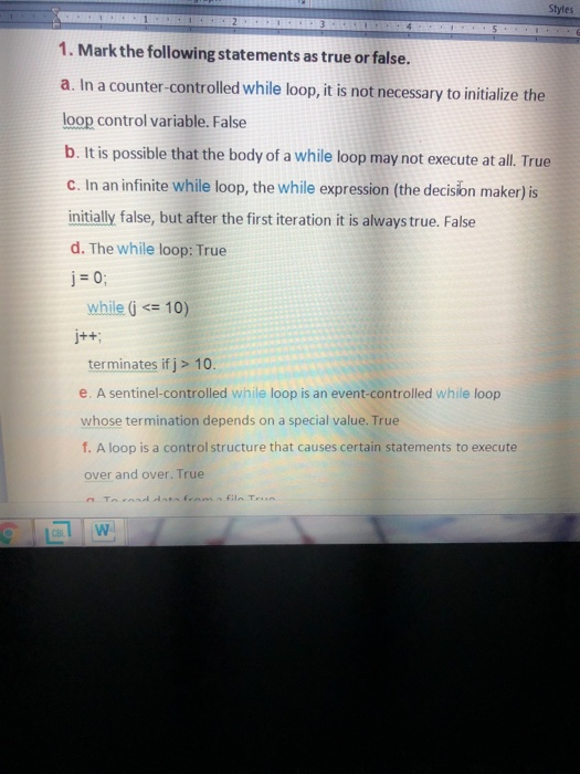 Solved Styles 1. Mark the following statements as true or | Chegg.com