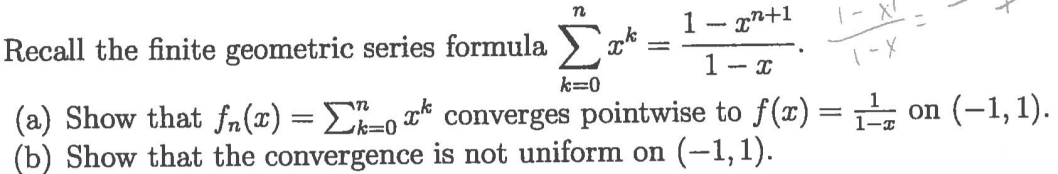 Solved Recall the finite geometric series formula | Chegg.com
