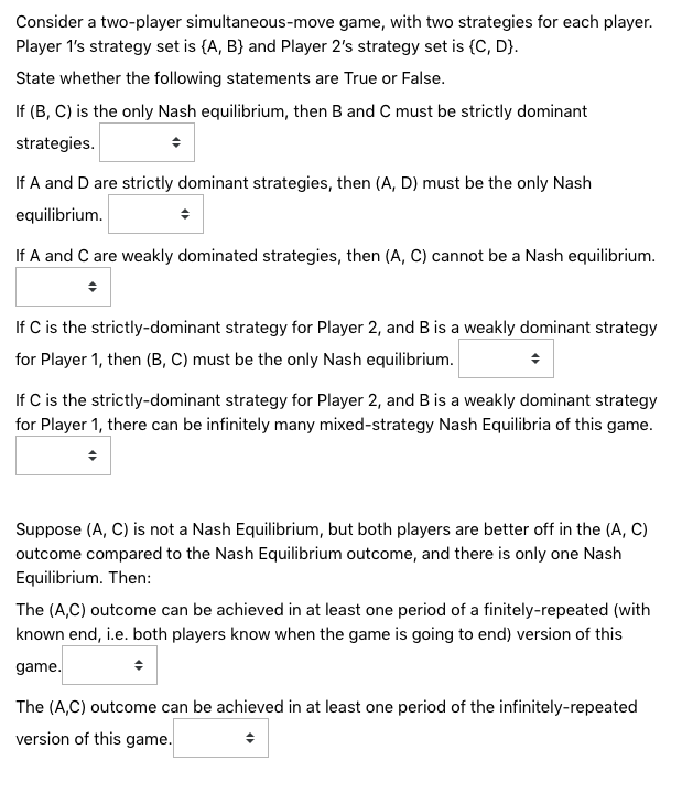 Problem Set 1 (I) Consider a game with two players