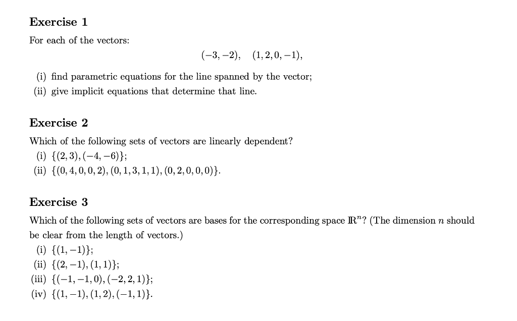 Solved Exercise 1 For Each Of The Vectors: (-3,-2), | Chegg.com