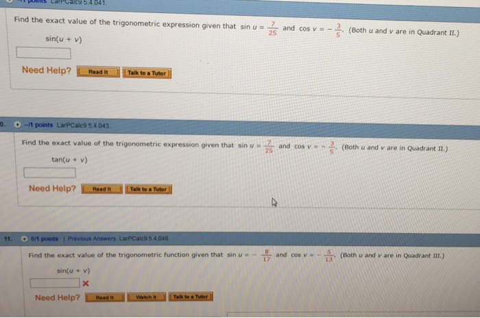 Solved Find Exact Value Of The Trigonometric Expression