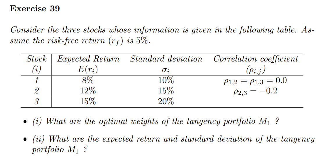 Solved Consider the three stocks whose information is given | Chegg.com
