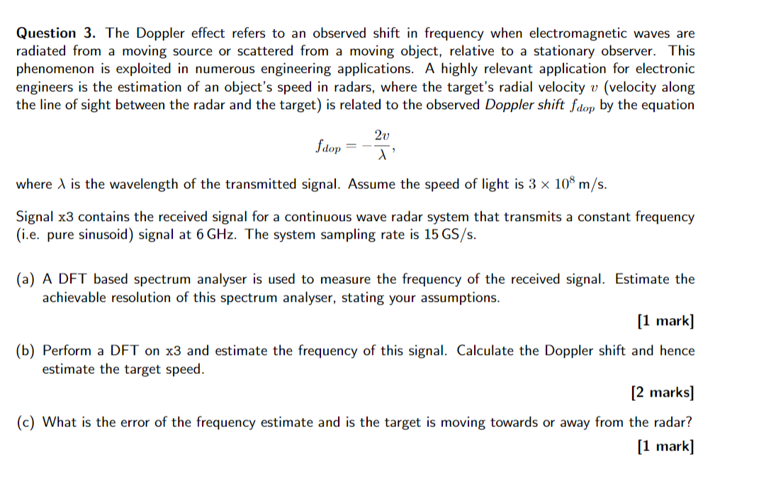 Question 3. The Doppler effect refers to an observed | Chegg.com