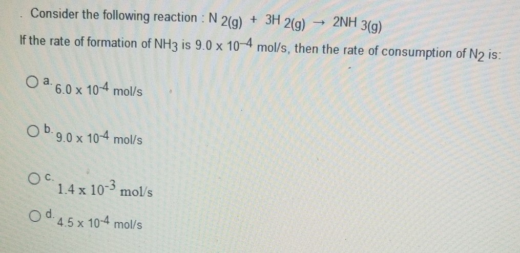 Solved 2NH 3(g) Consider the following reaction N 2(g) 3H | Chegg.com