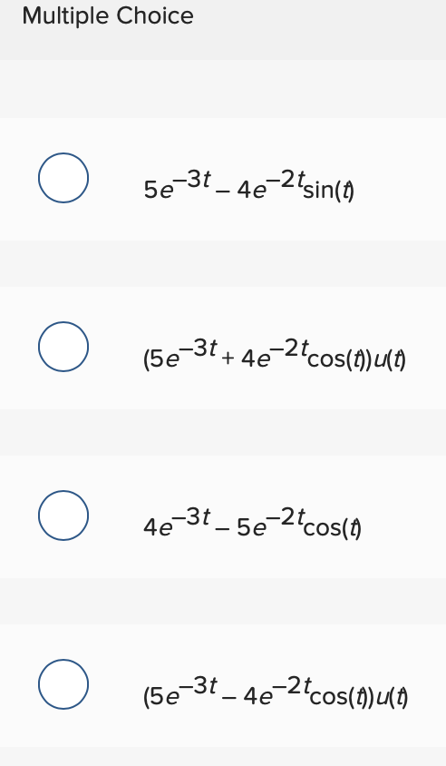 [Solved]: Identify f(t) for the function F(s)=(s+3)(s2+4s+5