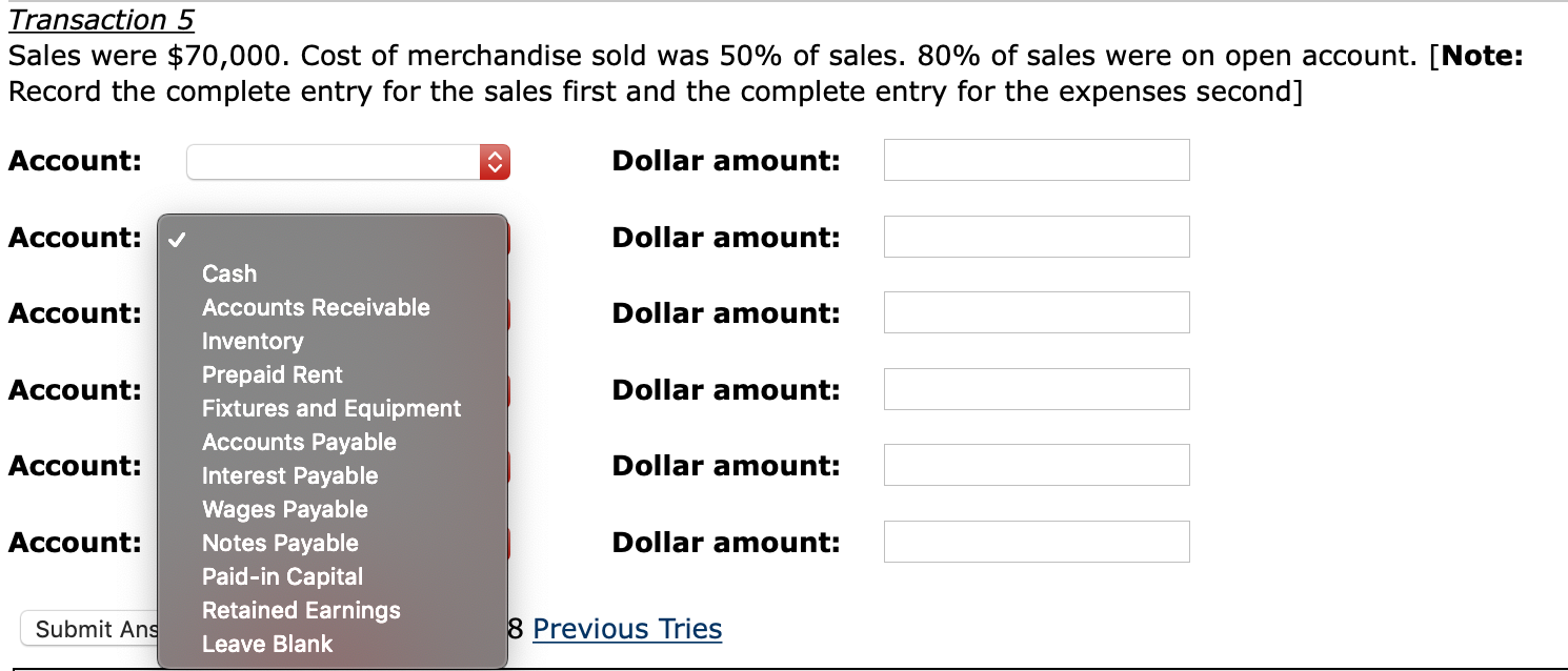 Solved When answering please choose from the accounts in | Chegg.com