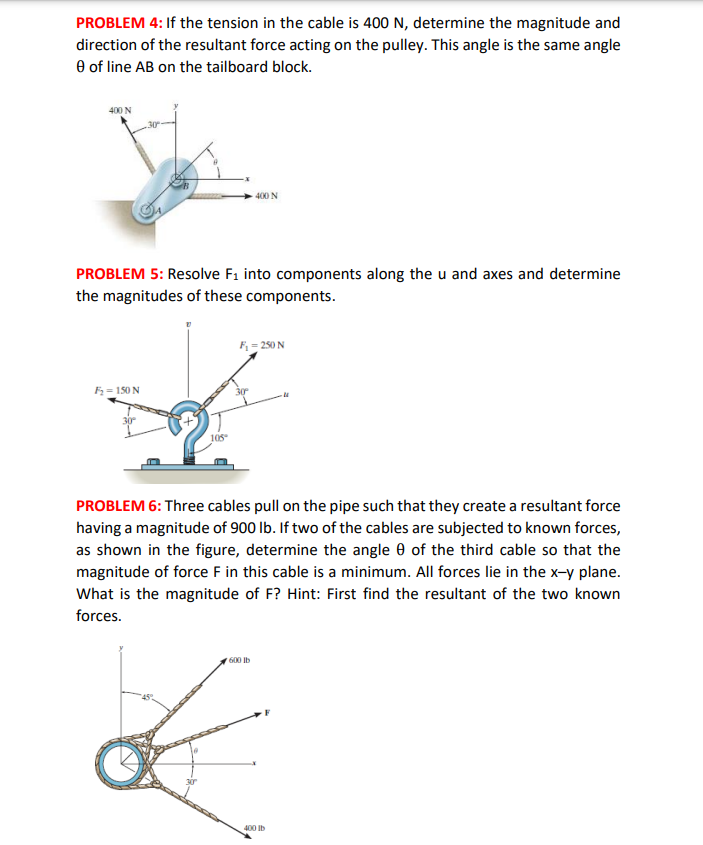 Solved PROBLEM 4: If the tension in the cable is 400 N, | Chegg.com