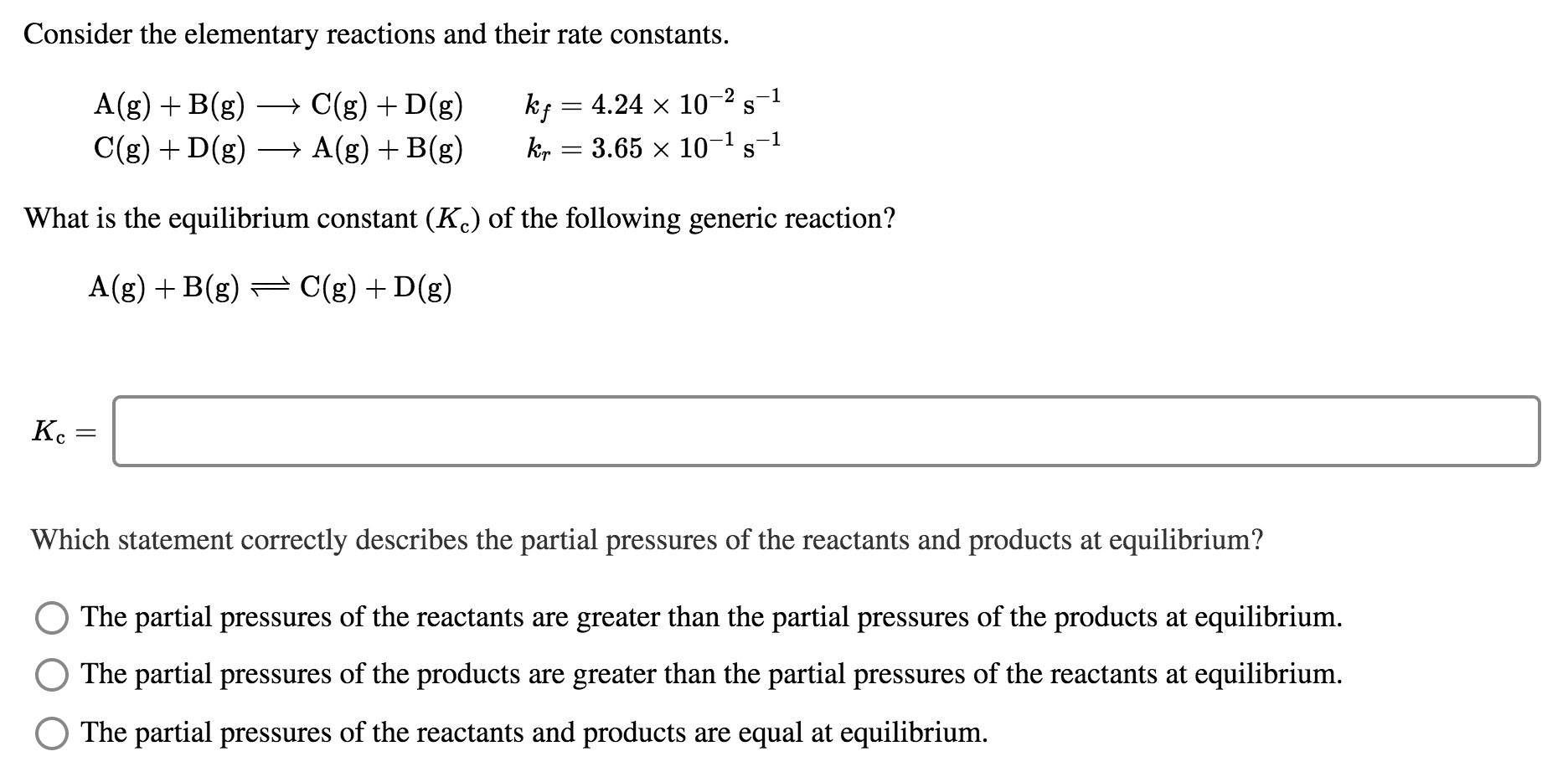 Solved Consider The Elementary Reactions And Their Rate | Chegg.com