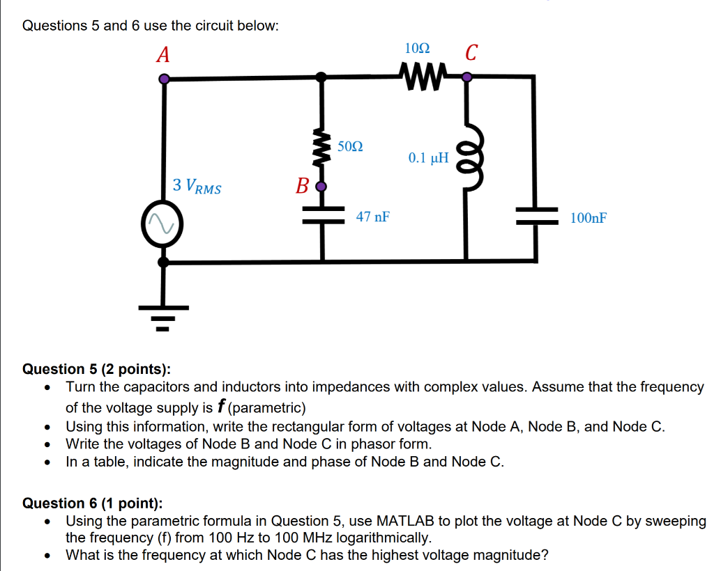 Solved Questions 5 And 6 Use The Circuit Below: 1012 C 0.1 | Chegg.com