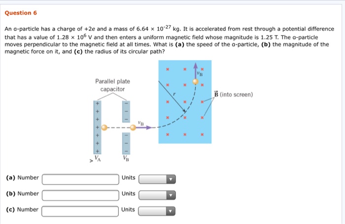 Solved An alpha-particle has a charge of +2e and a mass of | Chegg.com