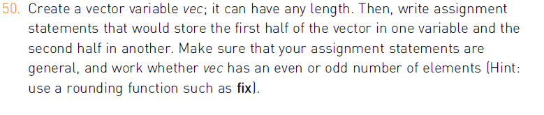 Solved 50. Create a vector variable vec; it can have any | Chegg.com