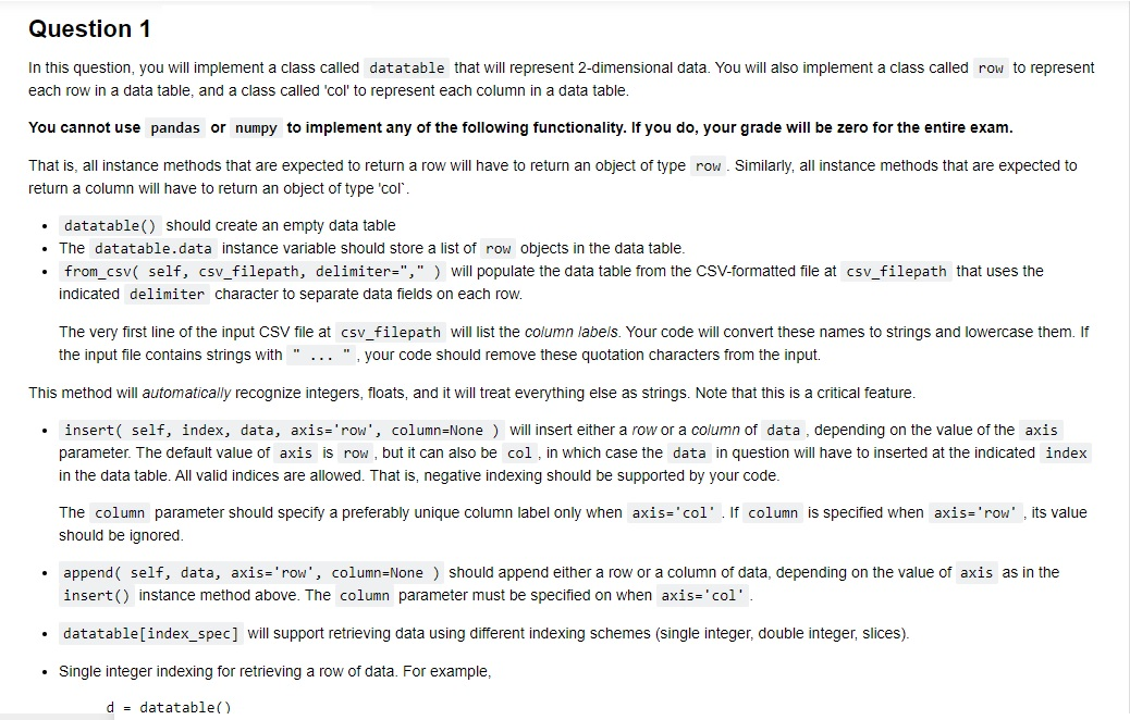 Question 1 In this question, you will implement a | Chegg.com