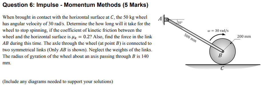 Solved Question 6: Impulse - Momentum Methods (5 Marks) When | Chegg.com