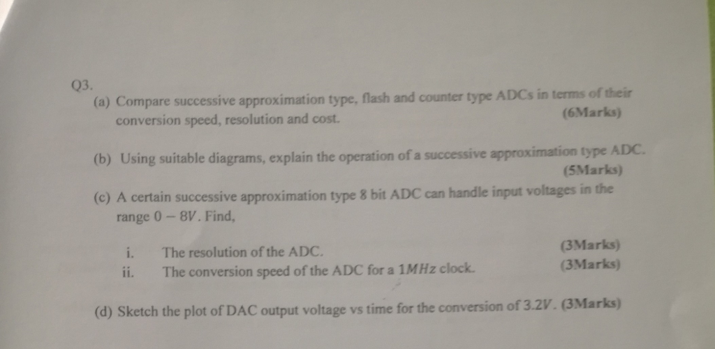 Solved 03. (a) Compare successive approximation type, flash
