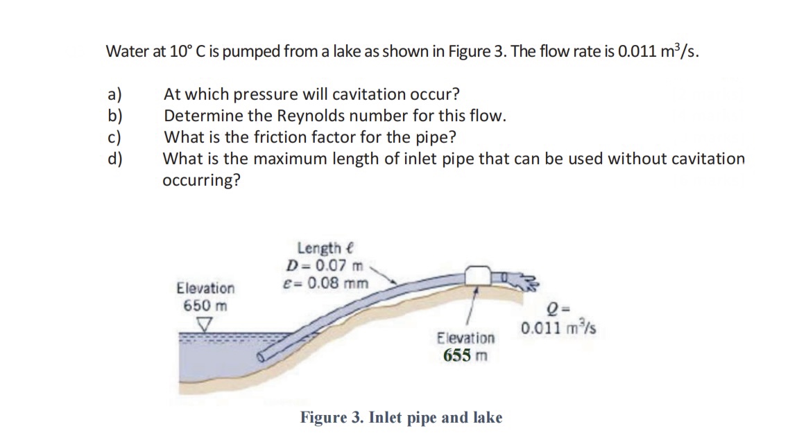 Solved Water at 10∘C is pumped from a lake as shown in | Chegg.com