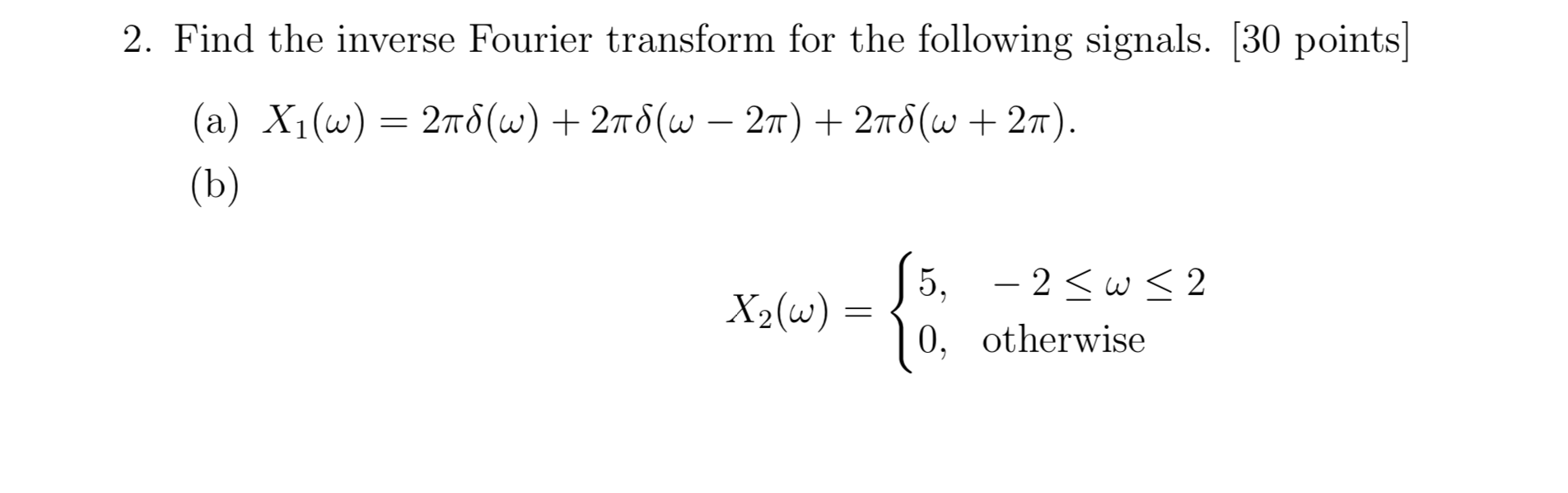 Solved 2. Find The Inverse Fourier Transform For The | Chegg.com