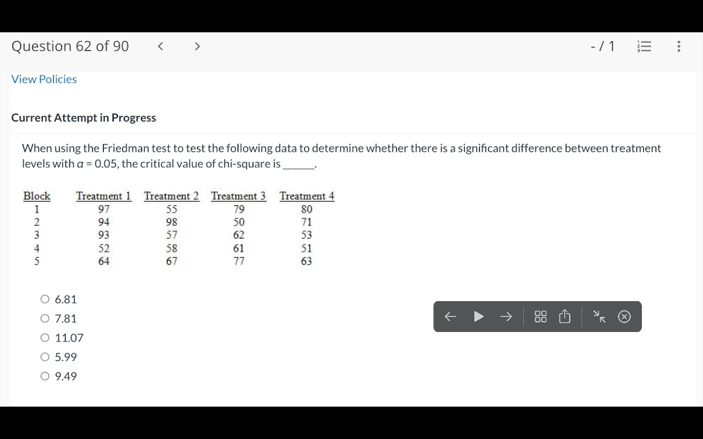 Solved When using the Friedman test to test the following | Chegg.com