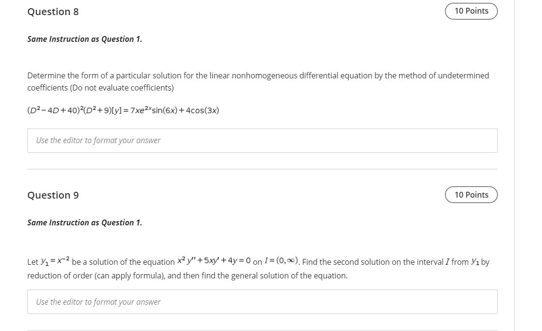 Solved Question 8 10 Points Same Instruction as Question 1. | Chegg.com