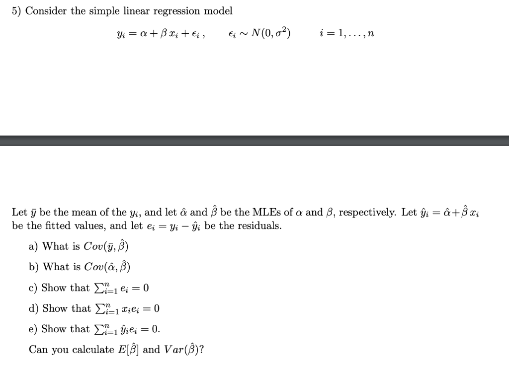 Solved 5 Consider The Simple Linear Regression Model N 0 Chegg Com